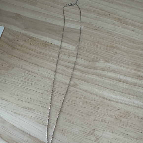 16” White Gold Chain w/ Lab-Grown Sapphire Pendant & Diamond Accents - Picture 4 of 6